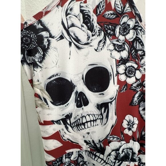 Skull Jumpsuit All Over Print Halloween Grunge Goth Women's Sz M Day Of The Dead - Picture 4 of 10